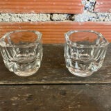 Pair of Antique Candle Holders COVETRO Design Moulded Glass Italy 60’s Vintage