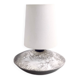 Postmodern Handmade Grey Raku Ceramic Table Lamp, Signed, Italy