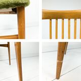 Lot de 6 chaises rembourrées Benze Mid Century avec entretoises en bois vert Design danois vintage des années 70