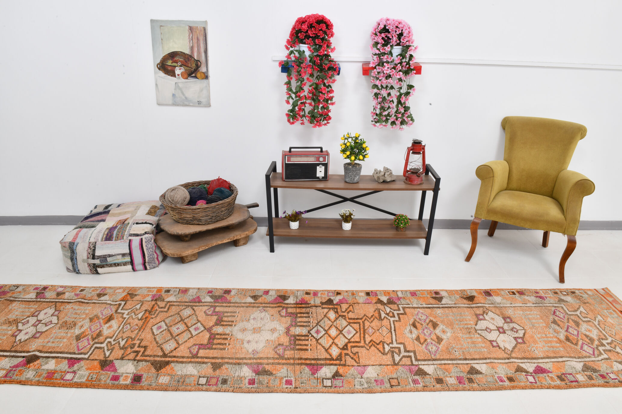 3x14 1960s Antique Vintage Runner Rug,84x427Cm