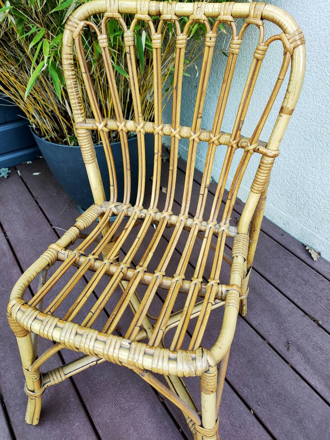Vintage rattan children's armchair
