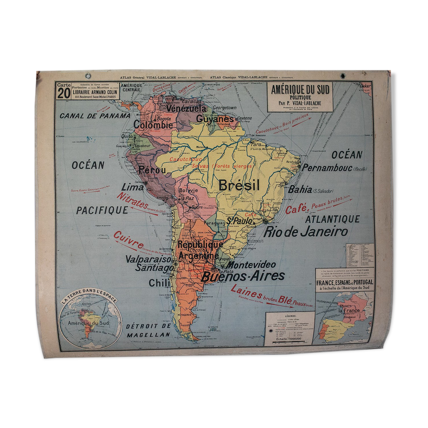 La carte de géographie Amérique du Sud Armand Colin n°20