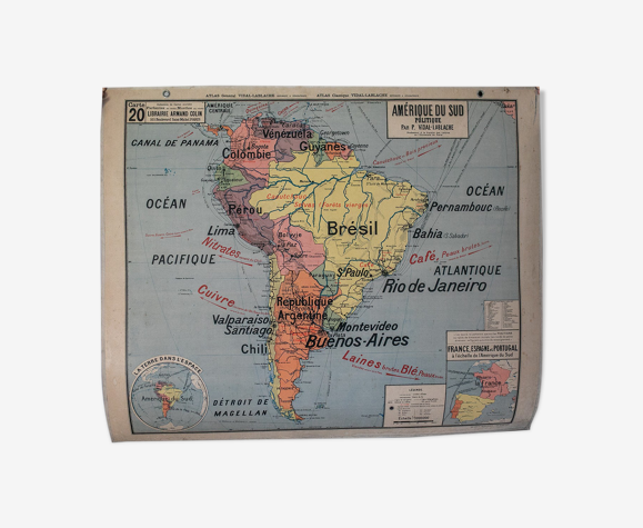 La carte de géographie Amérique du Sud Armand Colin n°20