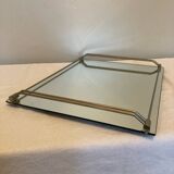 Plateau miroir en laiton chromé année 50 60
