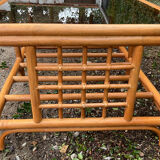 Vintage rattan and smoked glass coffee table
