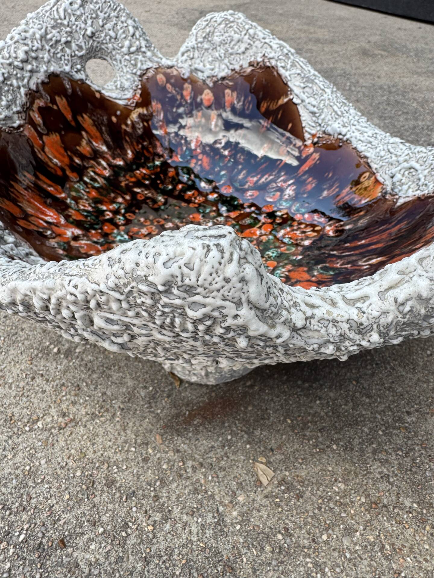Large ceramic bowl lava Vallauris 1970s