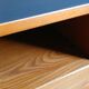 Brutalist bedside table in elm & laminate simat (doubinski brothers). 80's
