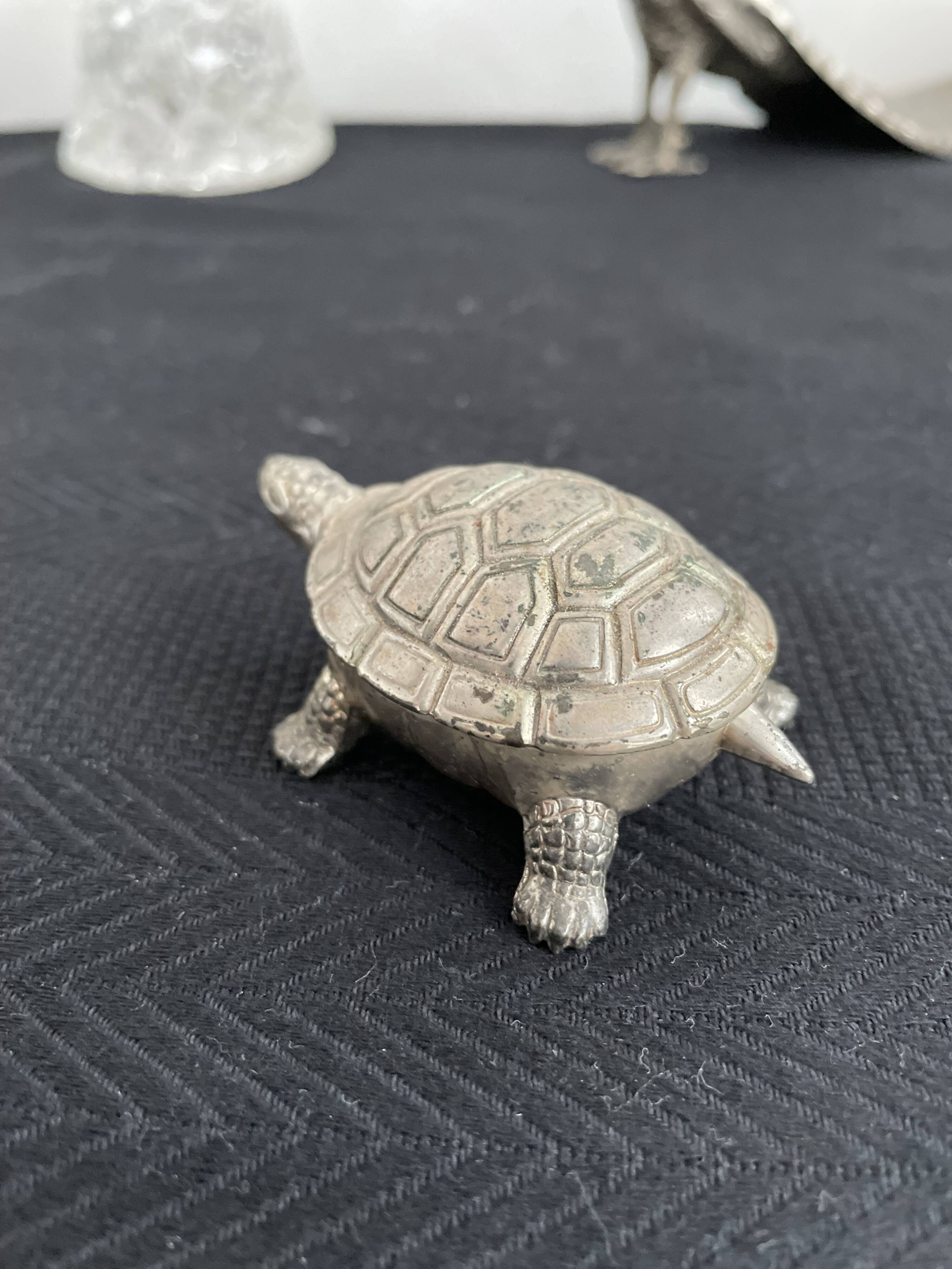 Ancient tortoise in silver metal