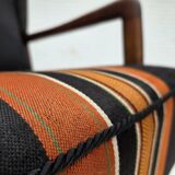 1960s, Danish highback armchair by Fritz Hansen, furniture wool, beech wood