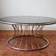 Table basse ronde chrome et verre fumée