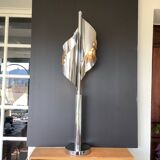 Large Chrome Lamp 3 Lights Space Age Italy 70's Dlg Reggiani
