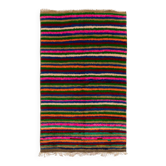 Tapis Tulu turc vintage coloré fait à la main avec un design à rayures horizontales, 100 % laine