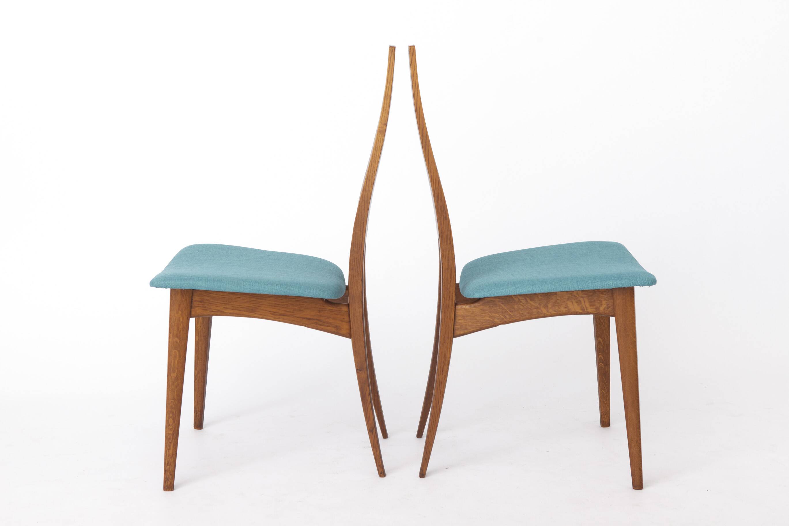 Paire de chaises de salle à manger Ernst Martin Dettinger pour Veil | Chêne, vintage des années 1960