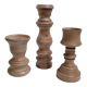 Trio turned wood candlesticks