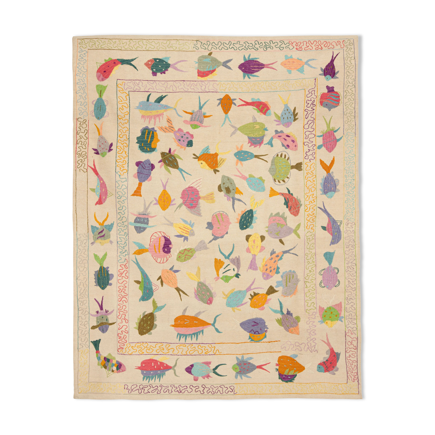 Kilim afghan embroidery 224 x 173 cm