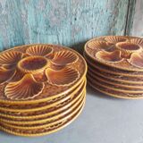 Vintage french oyster plate in majolica from Longchamp