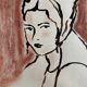 Signed painting pastel and Indian ink female portrait “study with headdress”