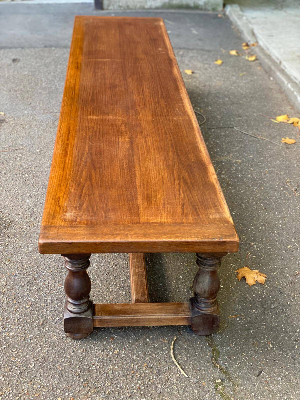 Vintage 19th-century farmhouse bench in solid wood, 250cm