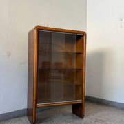 1940's Italian cabinet credenza bar display with glass door art deco style