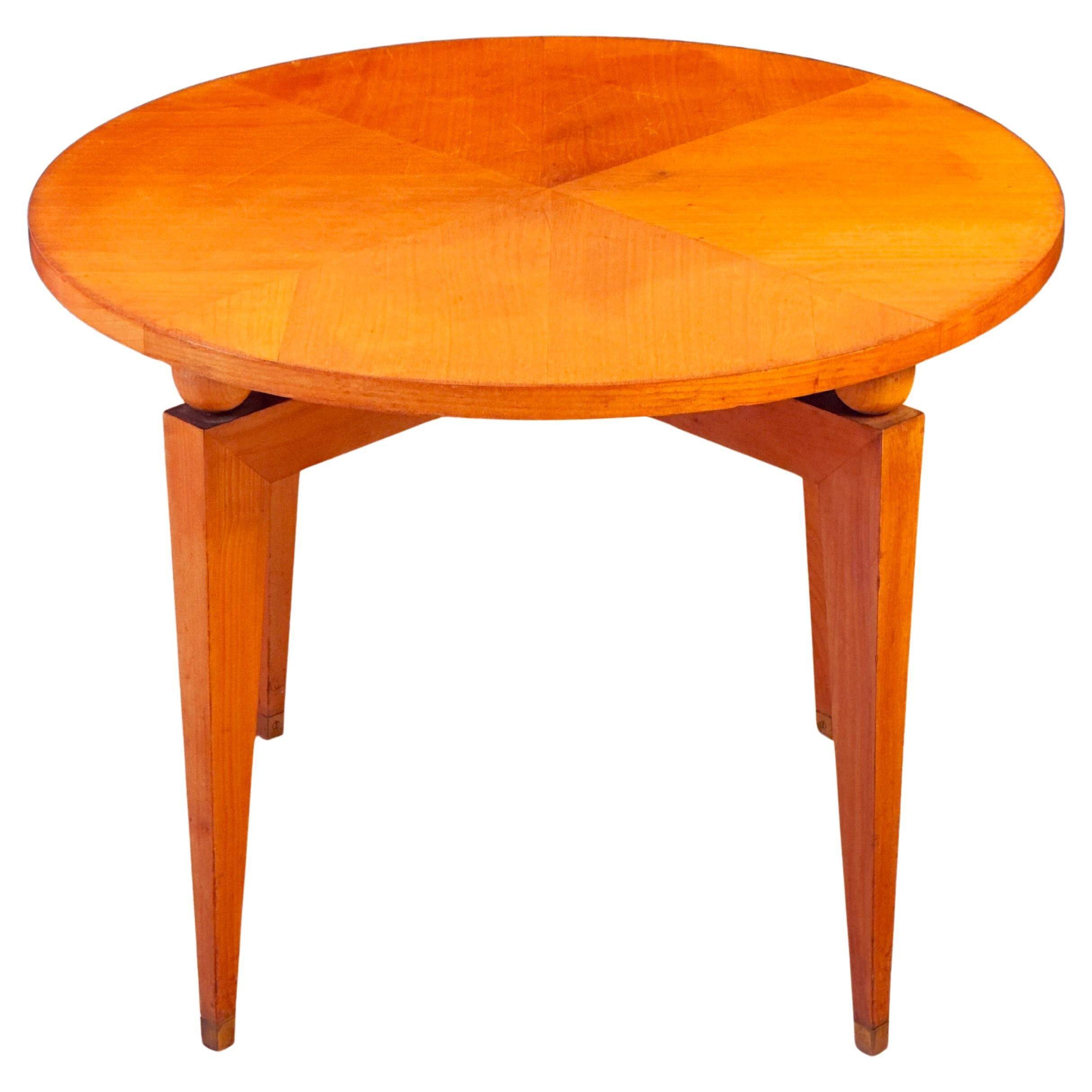 Maison Gouffé Gueridon Table in Sycamore and Bronze, France, circa 1950