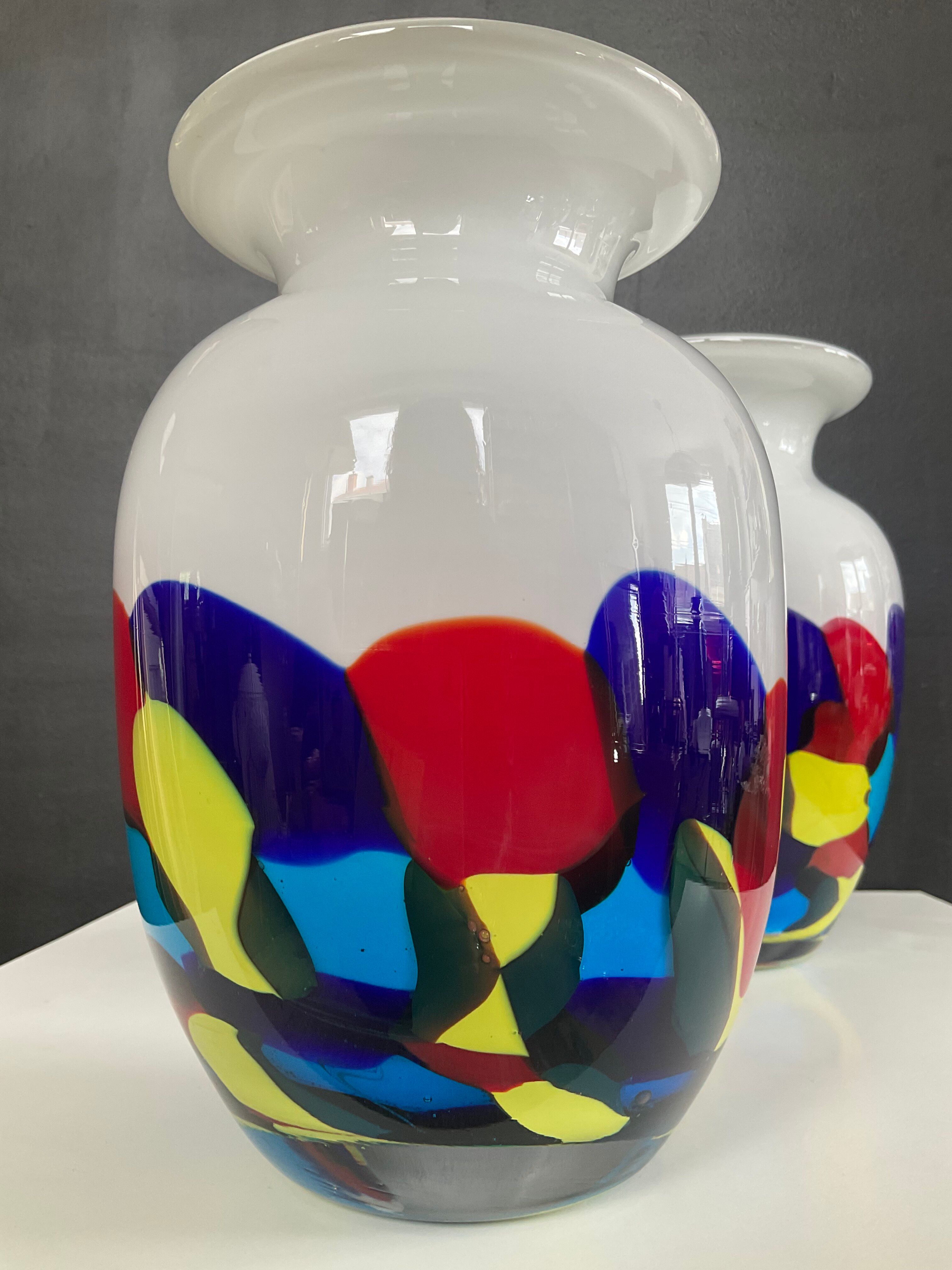 Duo de vases vintage en pâte de verre Murano