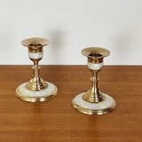 Brass and mother-of-pearl candle holders
