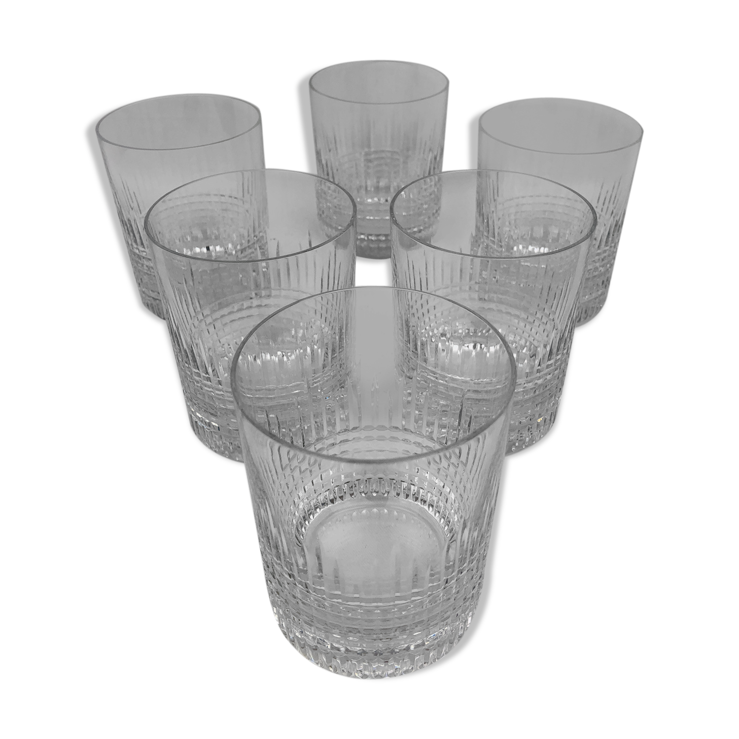 Six Baccarat whisky glasses, Nancy model, 1960