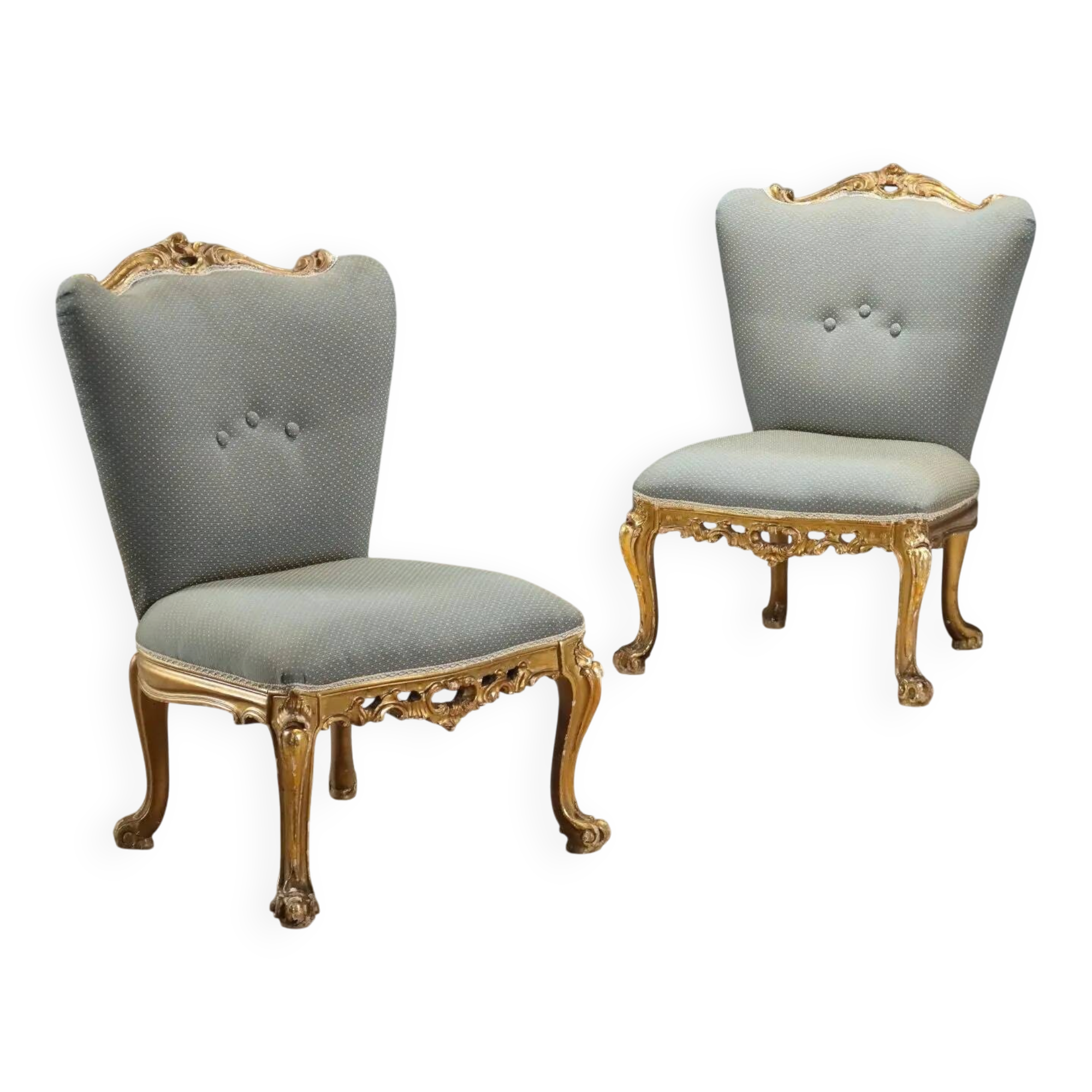 Antique baroque chairs in carved wood, Italy, 20th century