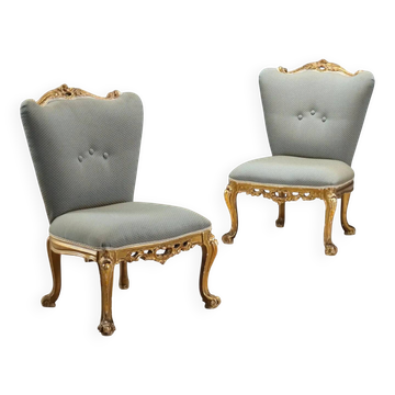 Antique baroque chairs in carved wood, Italy, 20th century