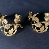 Pair of Louis XV sconces in 18th century gilded bronze