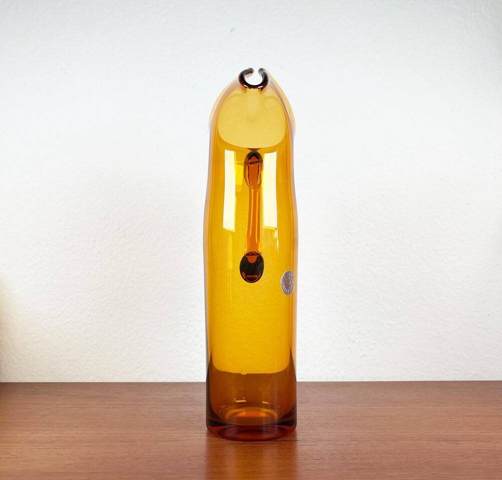 Amber glass carafe from the mid-century German Jagdhaus series and drinking glasses by Wilhelm Braun-Feldweg for Hirschberg, 1960s, set of 7.