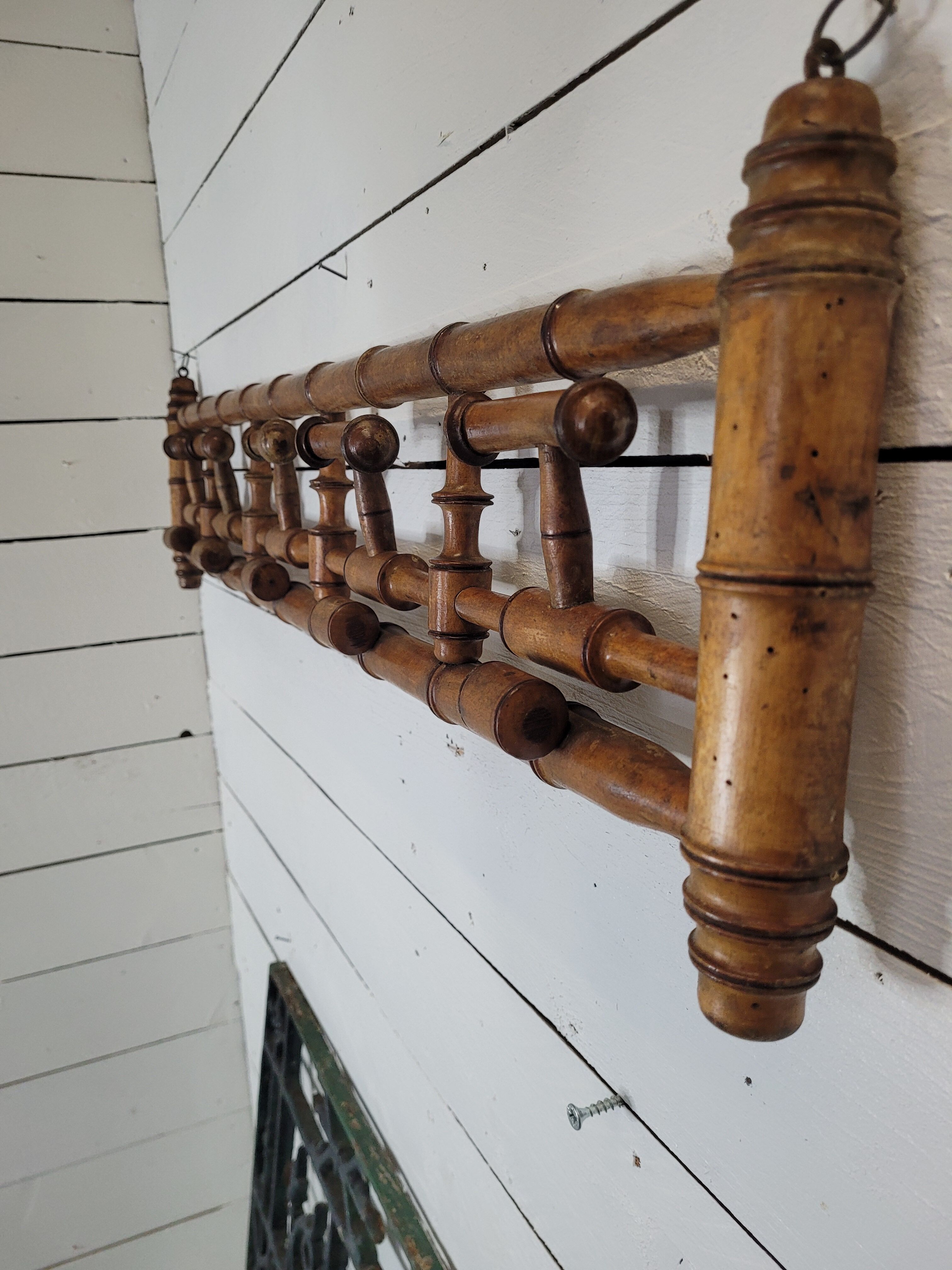 Coat rack wood bamboo 5 hooks, 106cms of L