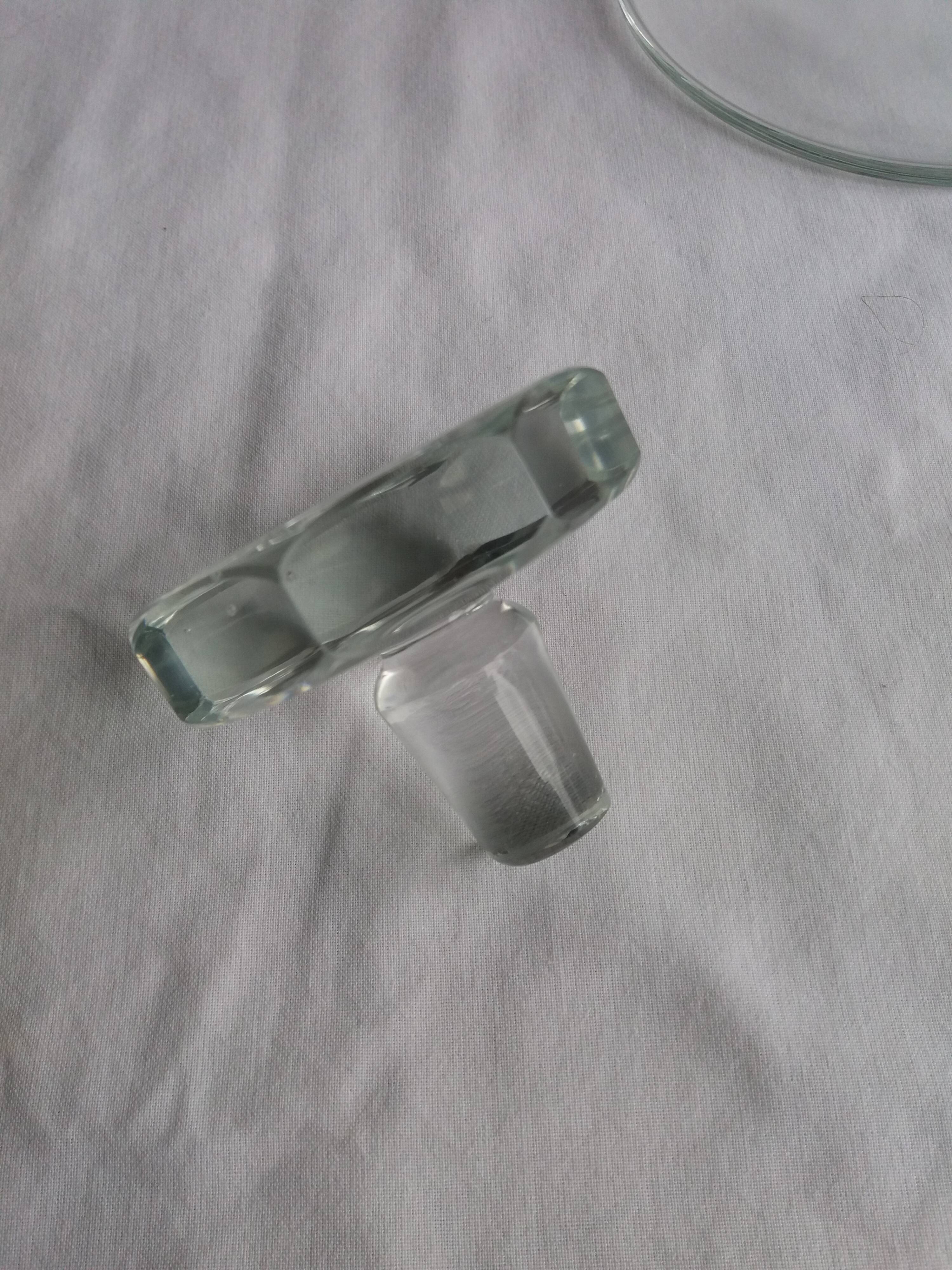 Carved blown glass decanter