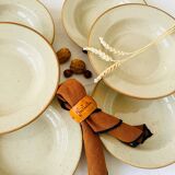 Set of 6 vintage soup plates speckled stoneware Tulowice Poland