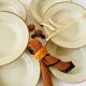 Set of 6 vintage soup plates speckled stoneware Tulowice Poland