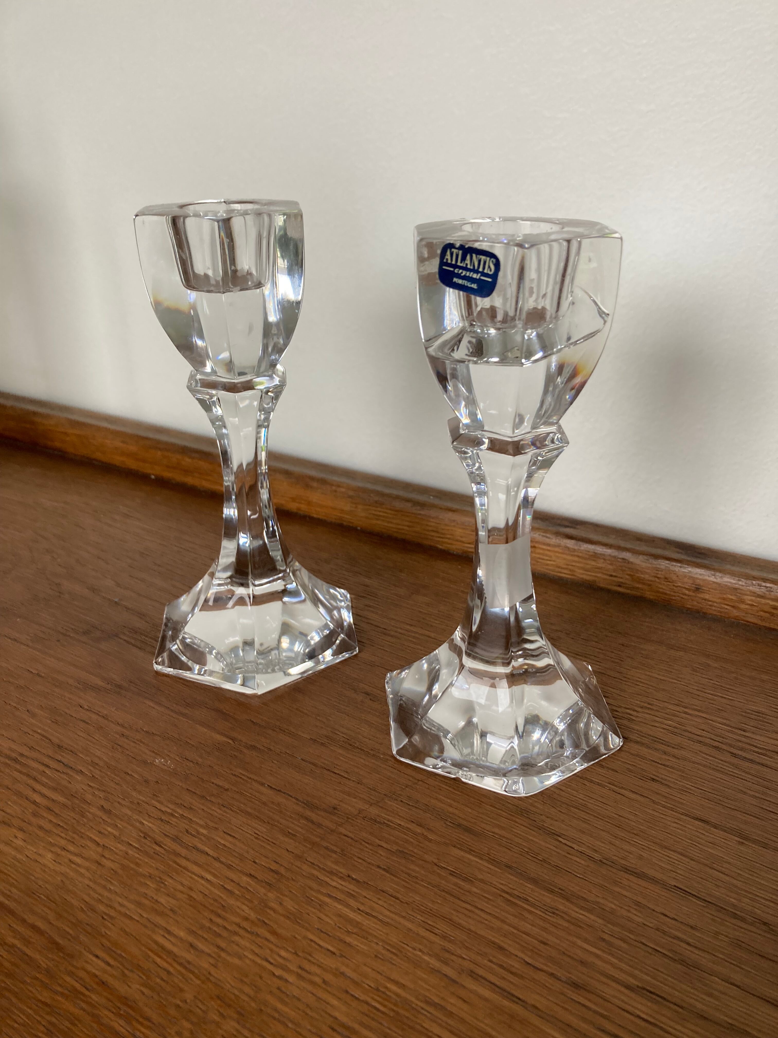 Pair of crystal candle holders