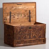 Antique brown trunk with floral patterns (c.1920) #13