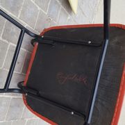 4 vintage metal tubular feet chairs, vinyl seating, skai