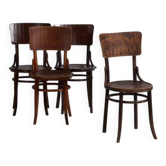Chaises de salle à manger anciennes en bois courbé (vers 1920). Ensemble de 4 pièces