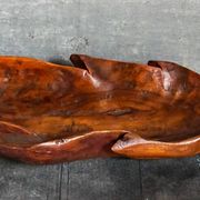 Coupe feuille en bois massif sculptée XXL ancienne