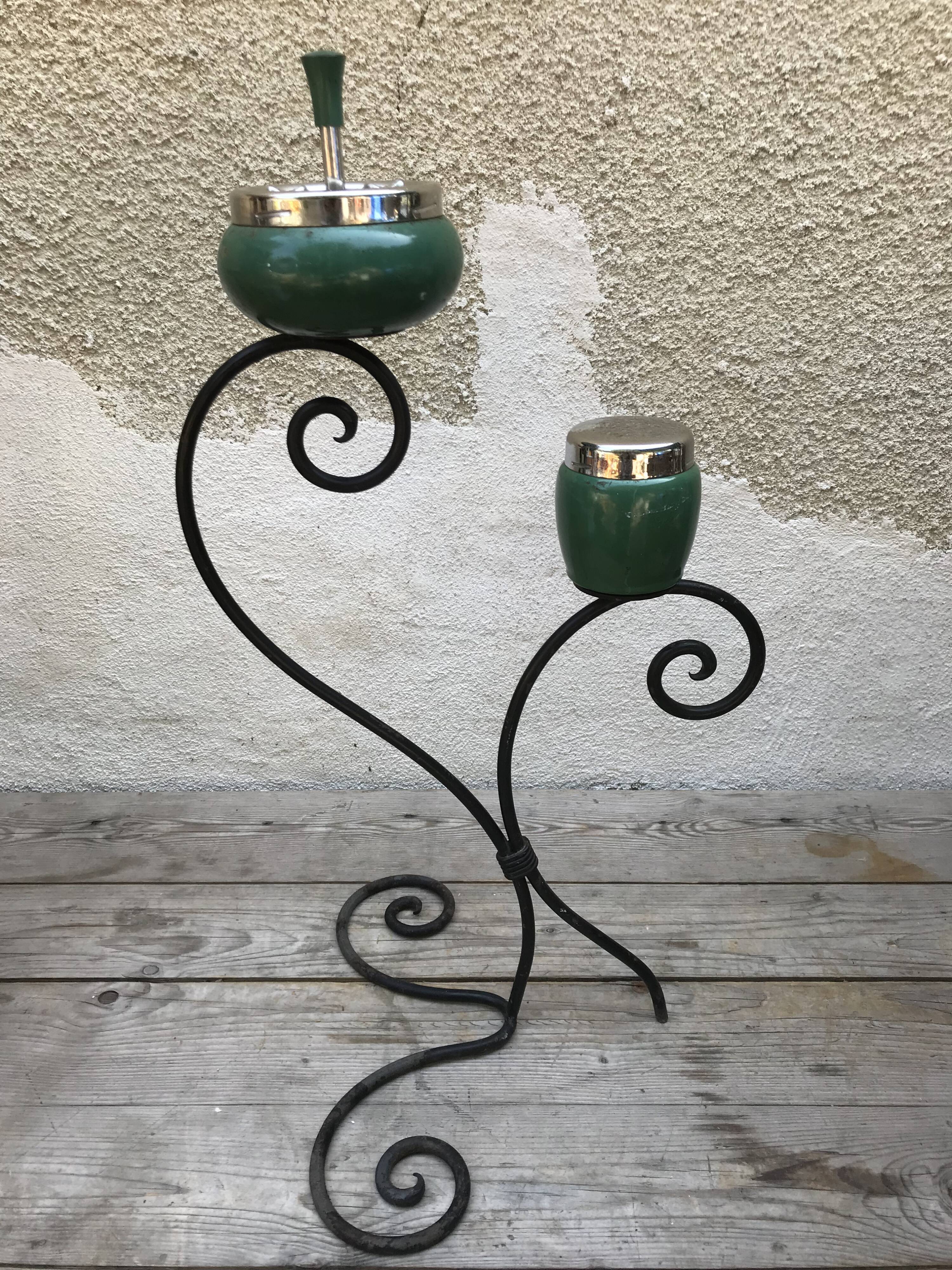 Old on foot wrought iron ashtray