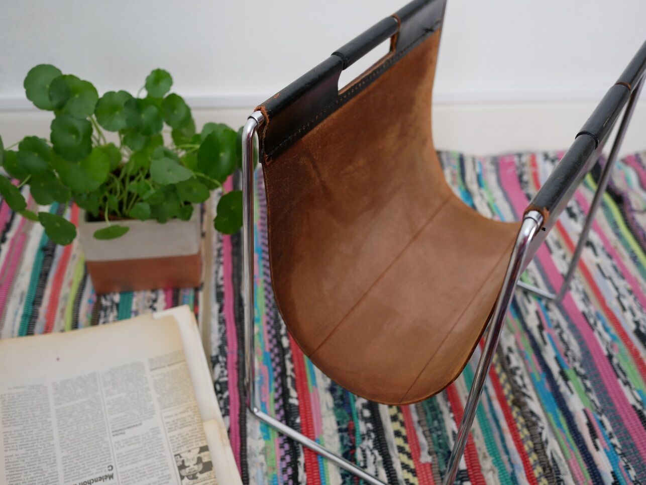 Magazine rack leather made by Brabantia 70 years