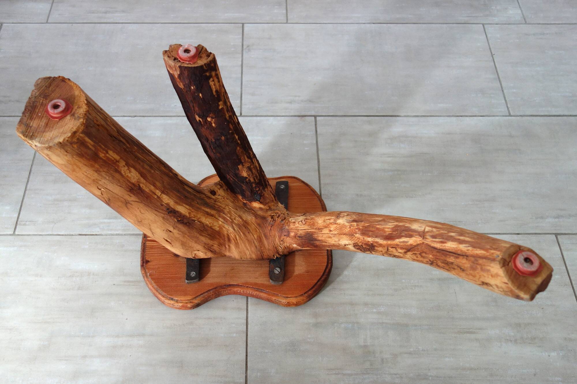 Vintage wooden brutalist stool or plant stand