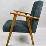 Set of 2 grey velvet armchairs, 1970s