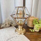 Lamp in brass, bronze and glass