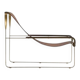 Fauteuil contemporain en acier doré vieilli et cuir marron
