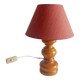 Ancienne lampe vintage en bois tourné années 60/70 abat-jour tissu