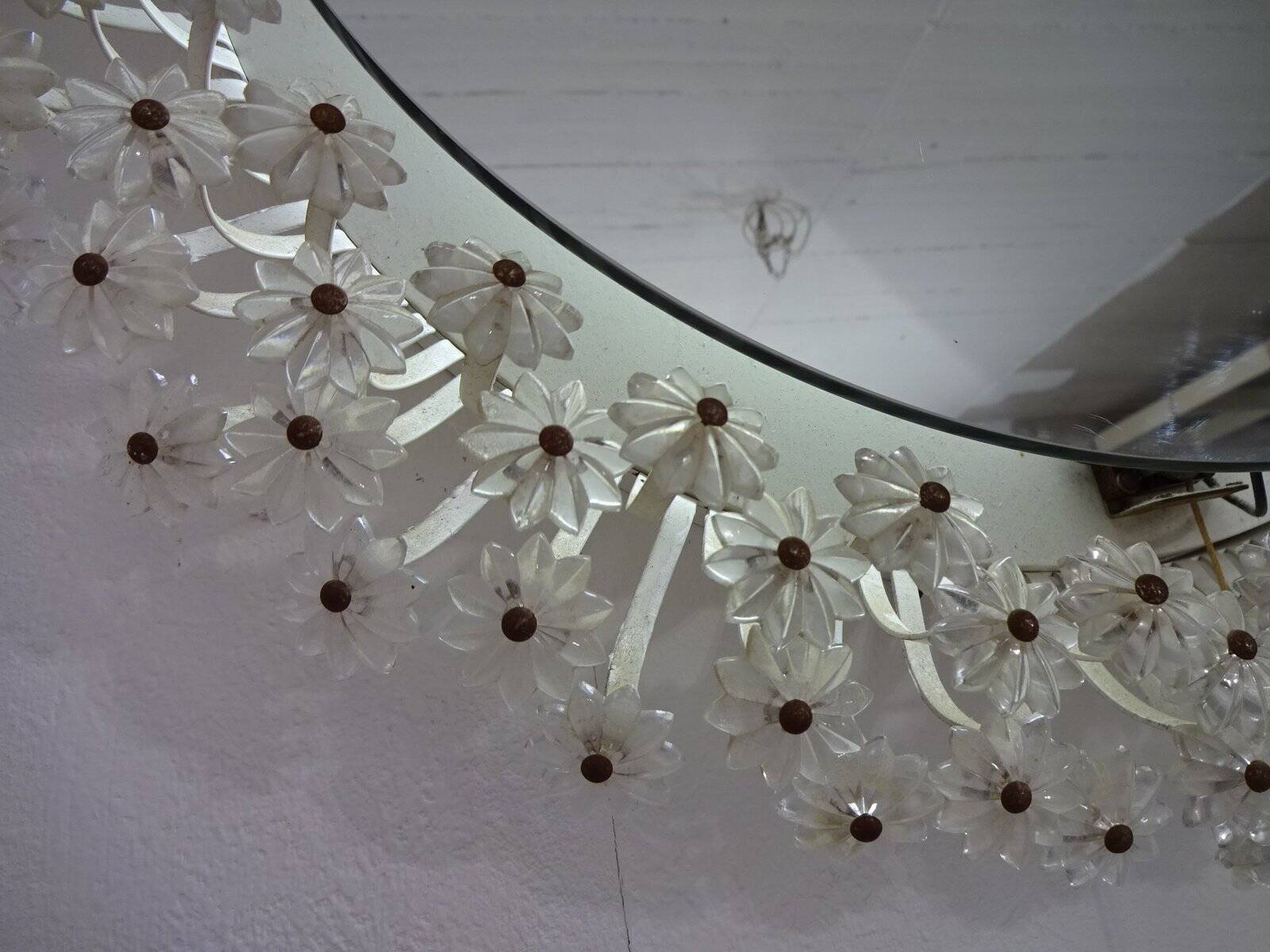 Austrian Illuminated Flower Mirror, 1960s
