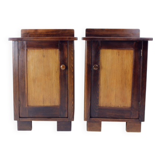 Tall Vintage Bedside Tables In Wood, Czechoslovakia 1930s