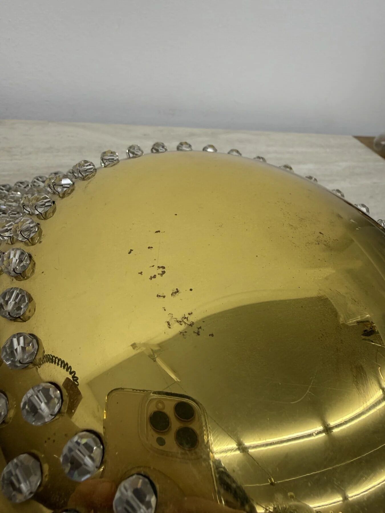 Unique modernist design crystal glass and brass wall light, Austria 1950s